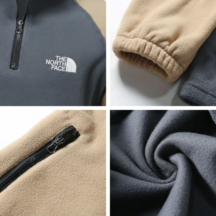 Men's Contrast-Panel Quarter-Zip Fleece
