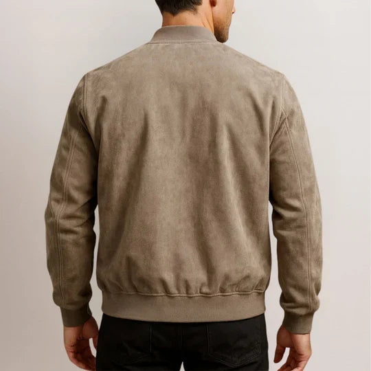 Men's Suede-Effect Zip Bomber Jacket