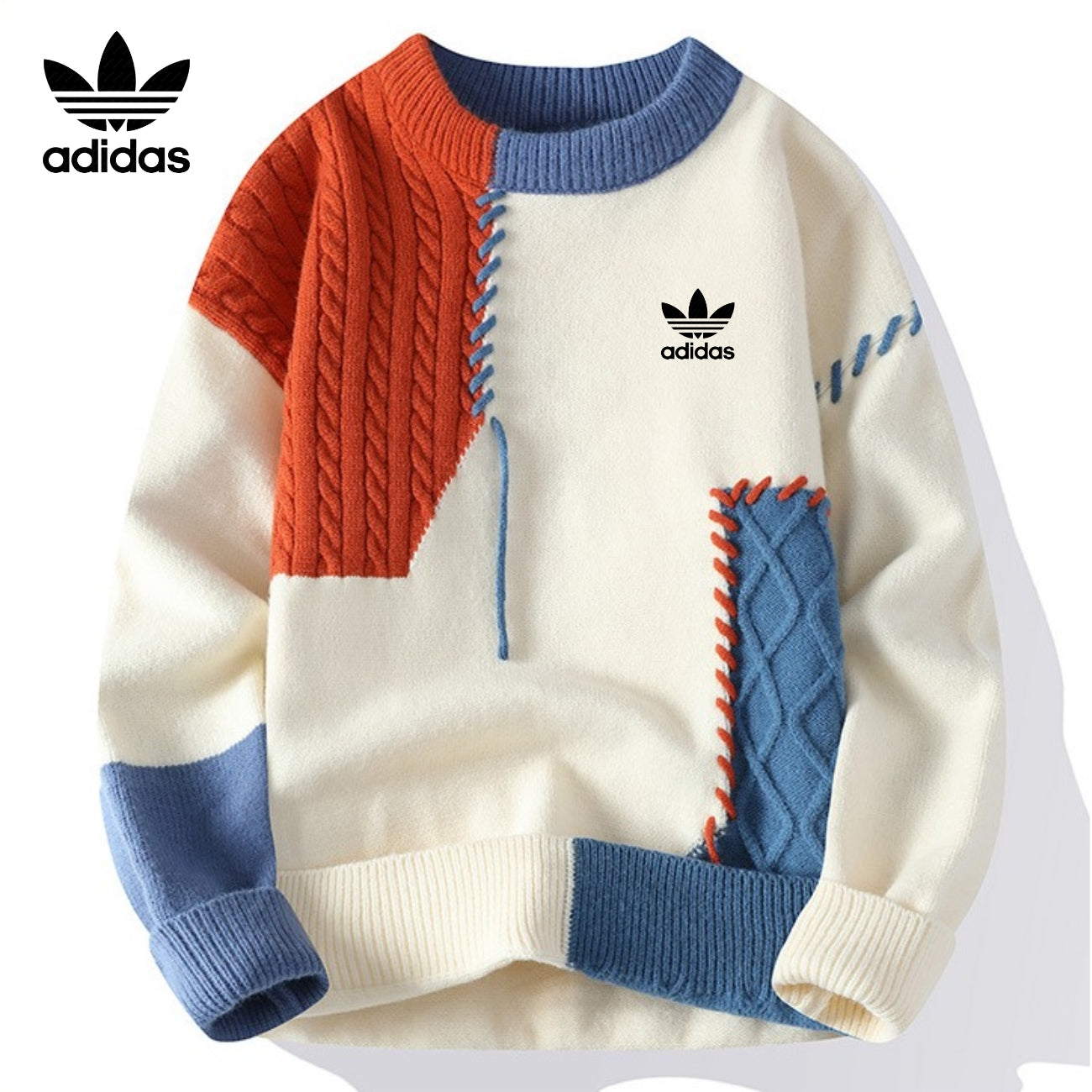 Retro Geometric Color Block Sweater