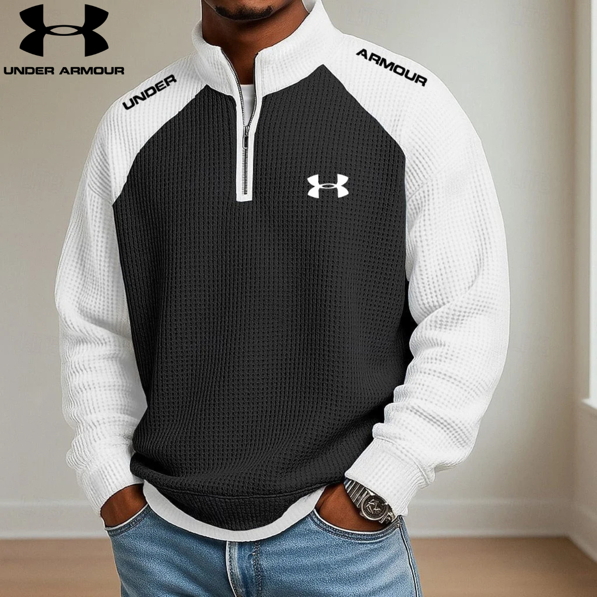 Men's Contrast Quarter-Zip Pullover