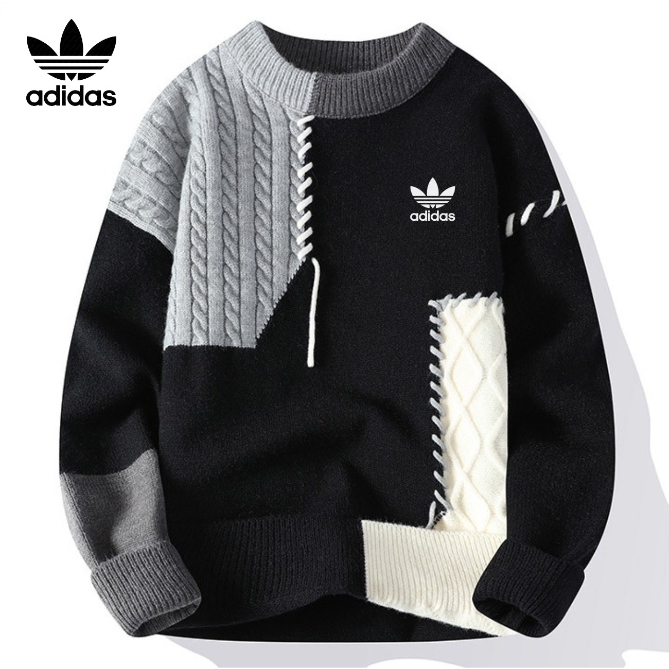Retro Geometric Color Block Sweater