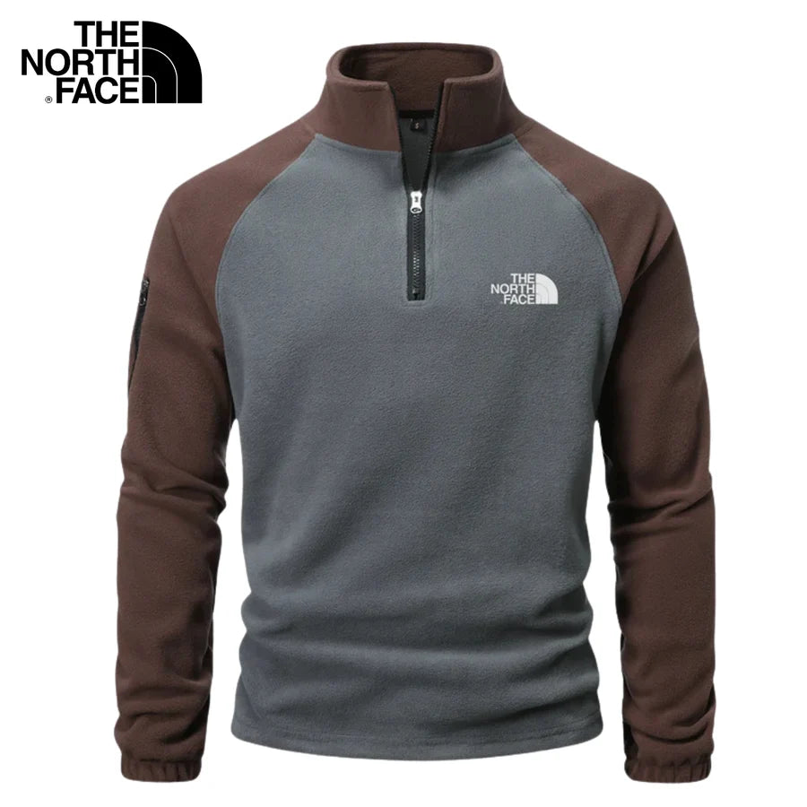 Men's Contrast-Panel Quarter-Zip Fleece