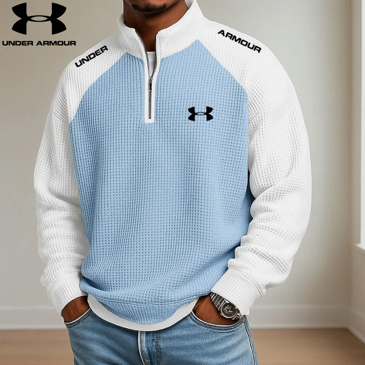 Men's Contrast Quarter-Zip Pullover