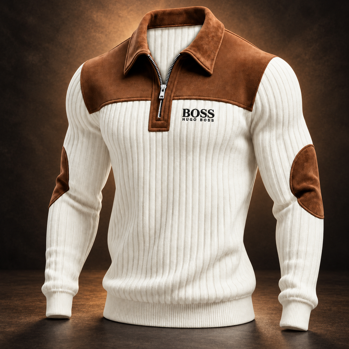 Heritage Quarter-Zip Ribbed Jumper