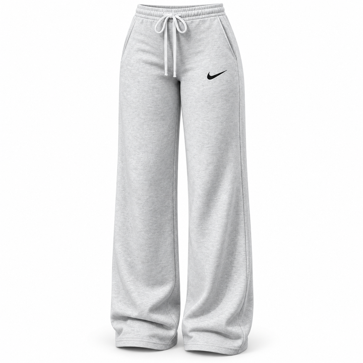 Light grey wide-leg drawstring trousers