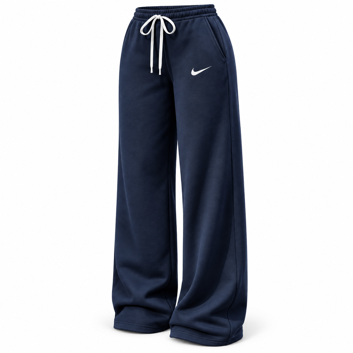 Navy wide-leg drawstring trousers