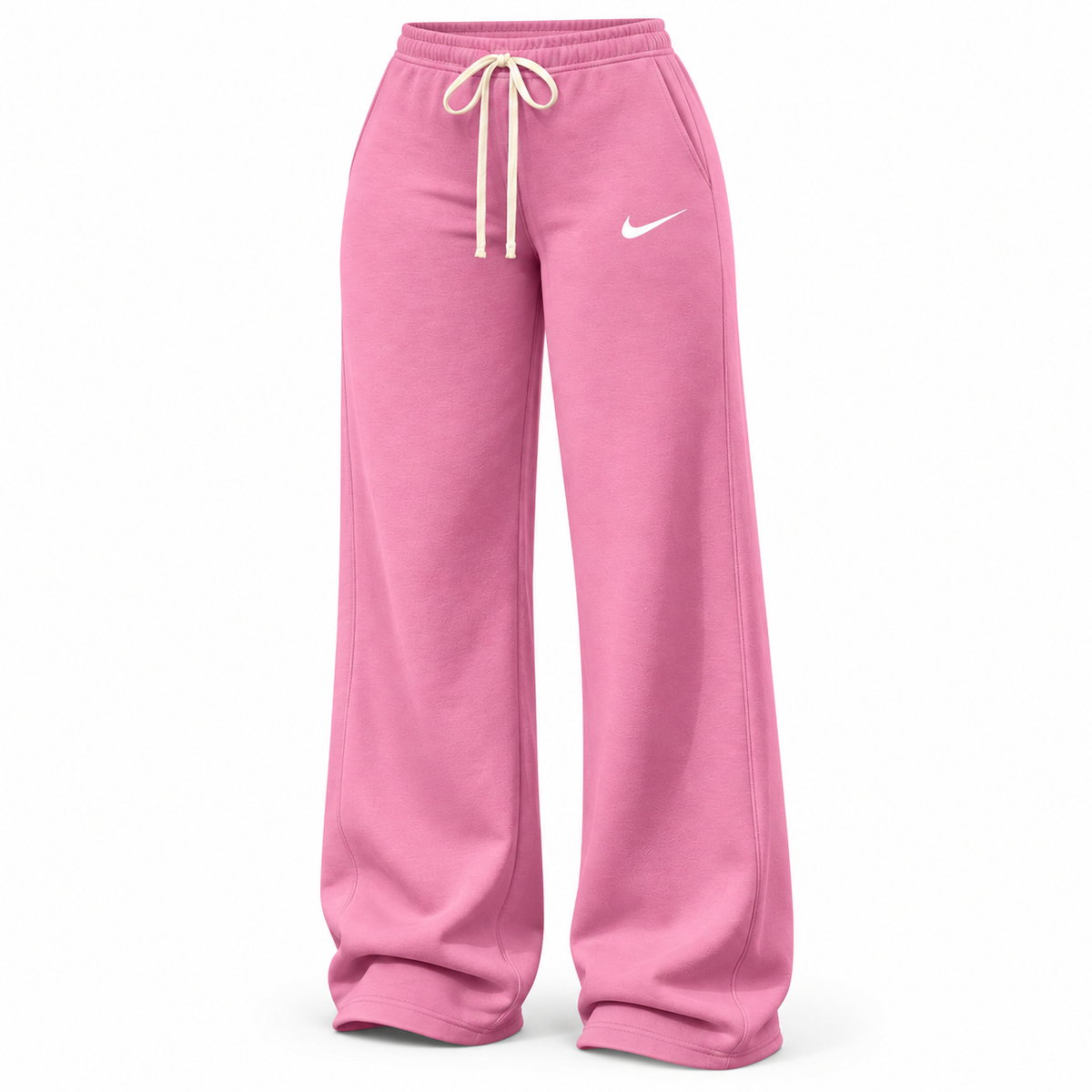 Pink wide-leg drawstring trousers