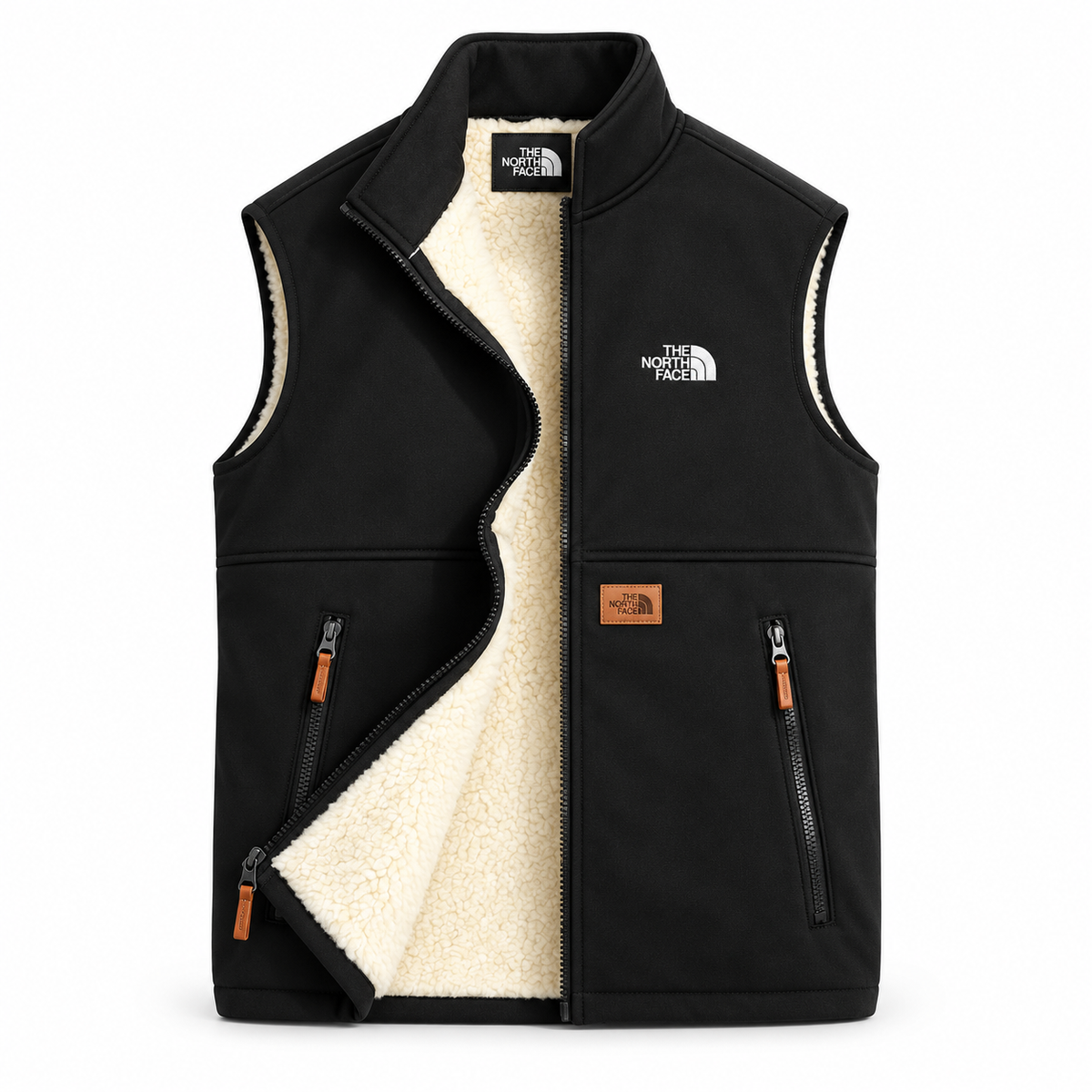 Black men's sherpa-lined gilet