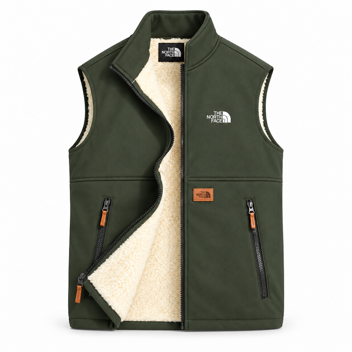 Olive Green men's sherpa-lined gilet