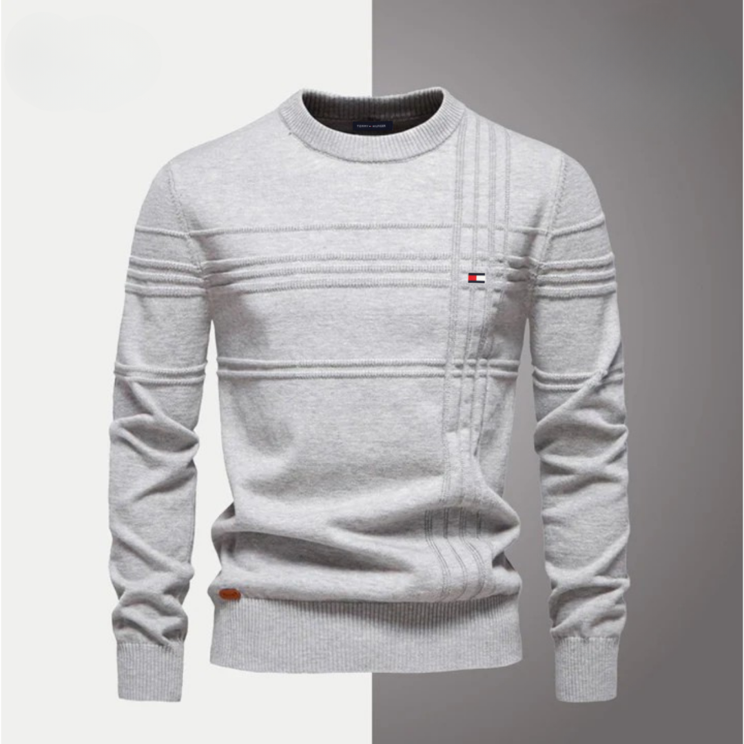 Men’s Textured Stripe Crew-Neck Sweater