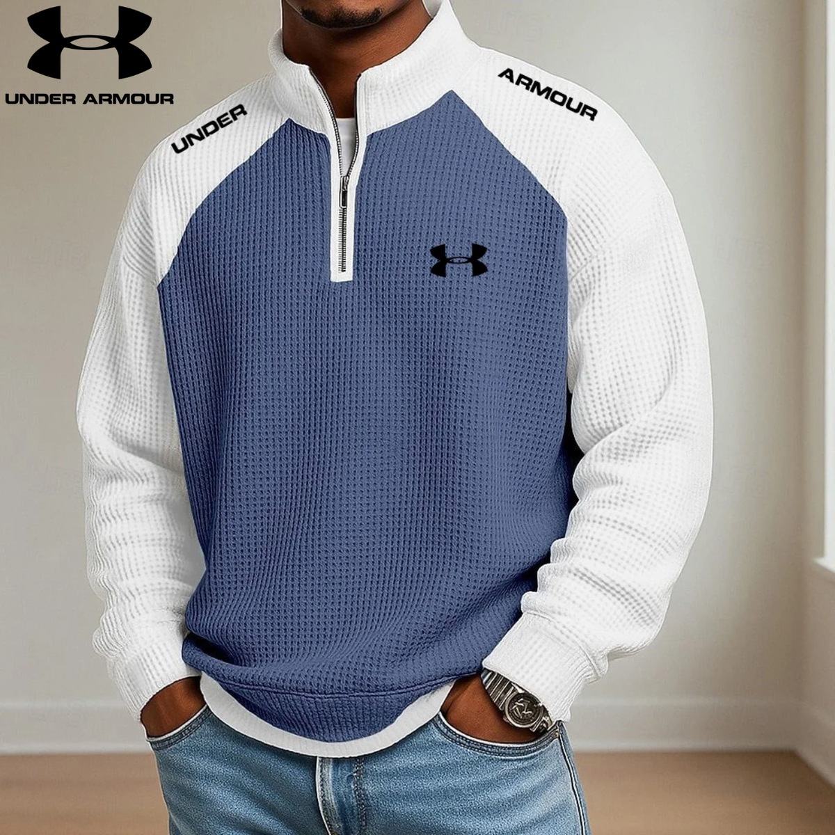 Men's Contrast Quarter-Zip Pullover