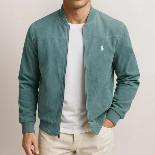 Men's Suede-Effect Zip Bomber Jacket