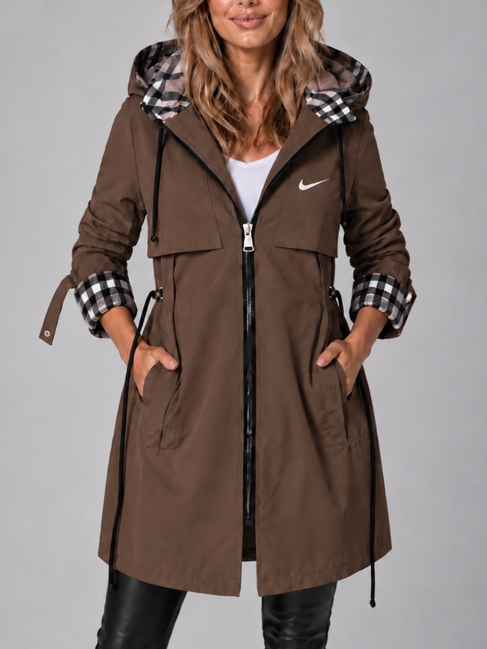 Women's Hooded Longline Zip Coat