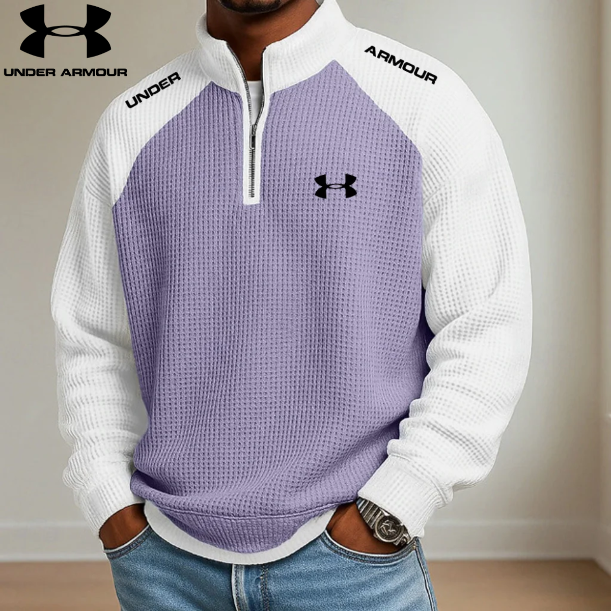 Men's Contrast Quarter-Zip Pullover