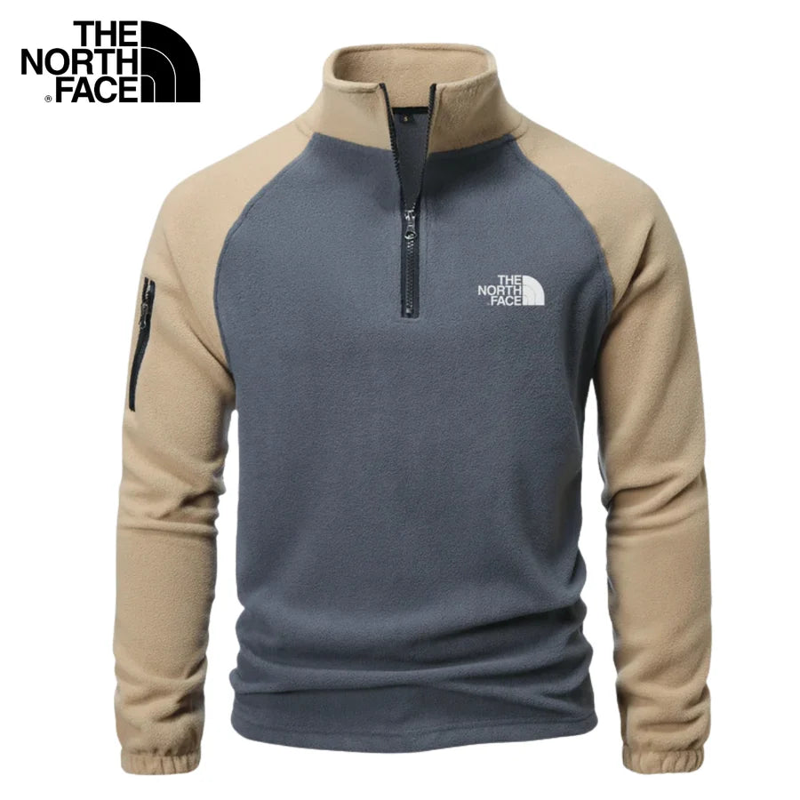 Men's Contrast-Panel Quarter-Zip Fleece