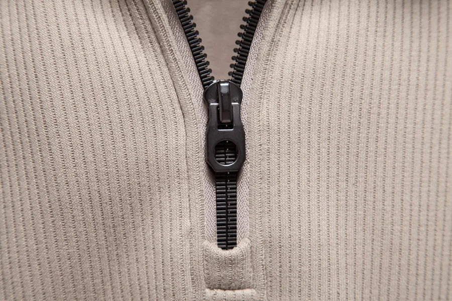 Men's Ribbed Raglan Quarter-Zip Sweater