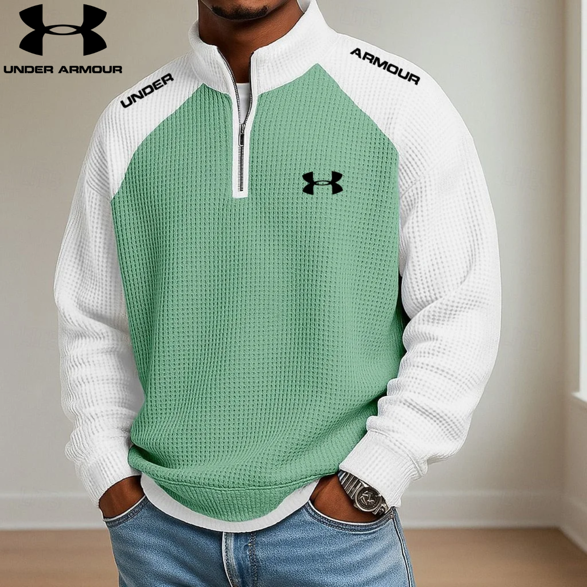 Men's Contrast Quarter-Zip Pullover