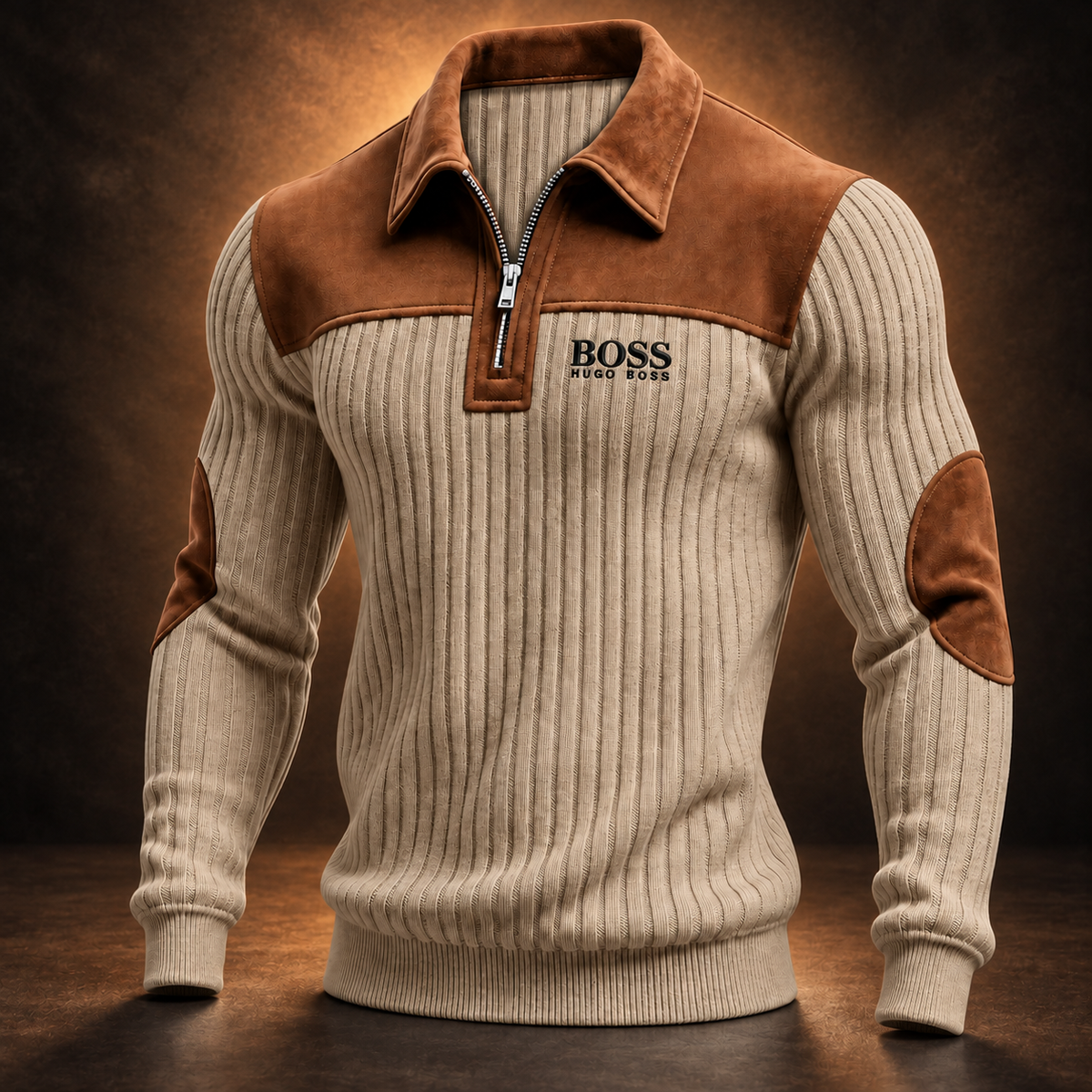 Heritage Quarter-Zip Ribbed Jumper