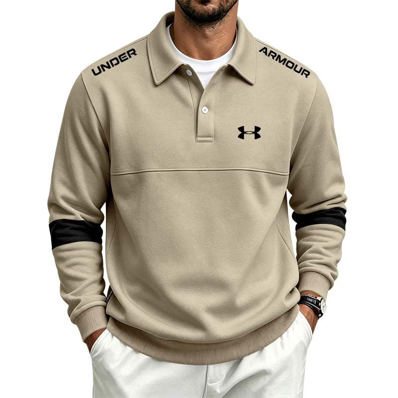 Men's Contrast-Detail Long-Sleeve Polo