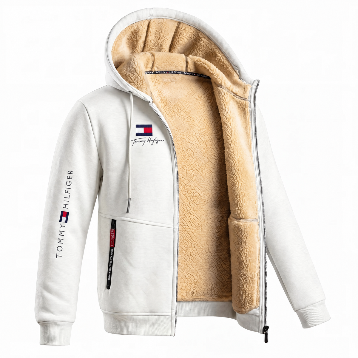 Men's Contrast-Lined Hooded Full-Zip Jacket
