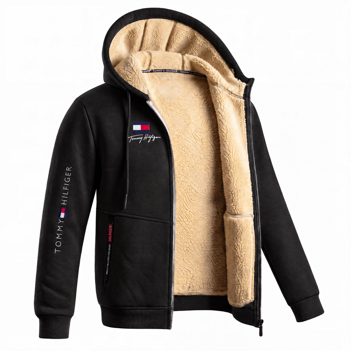 Men's Contrast-Lined Hooded Full-Zip Jacket