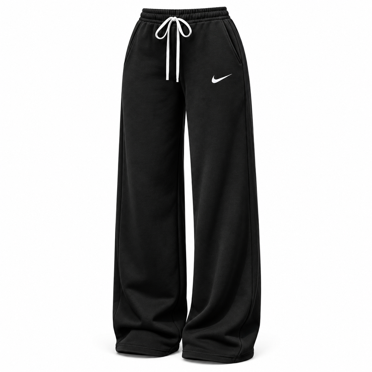 Black wide-leg drawstring trousers