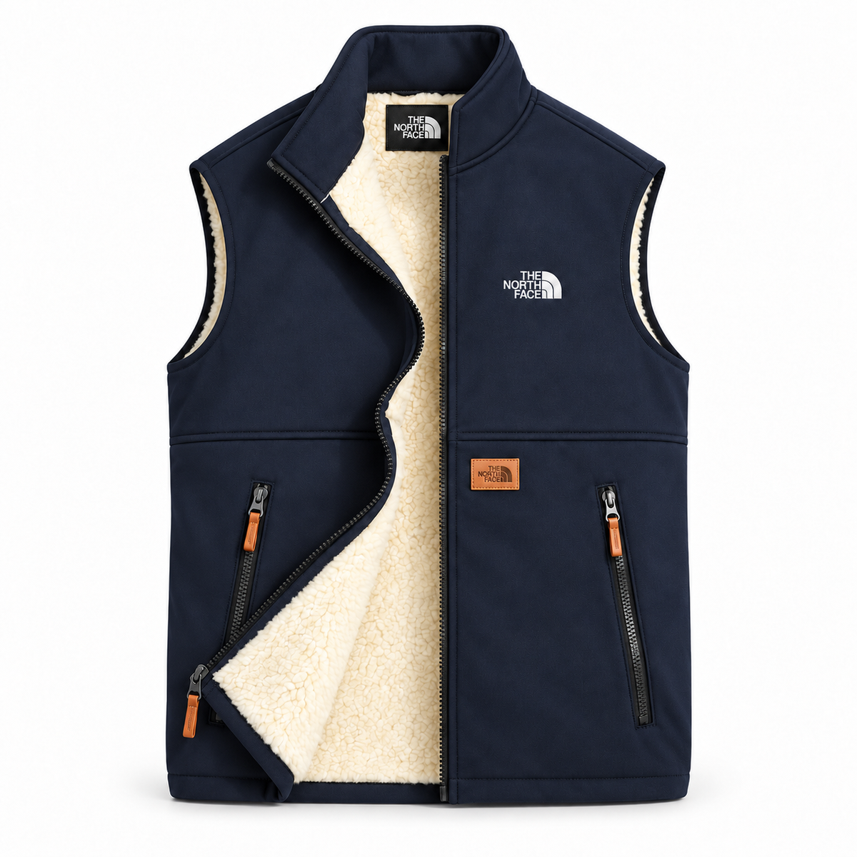 Navy men's sherpa-lined gilet