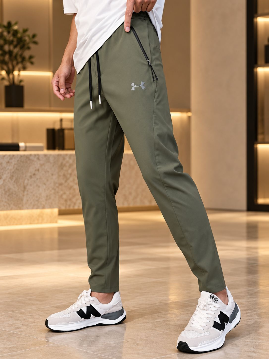 Olive tapered trousers