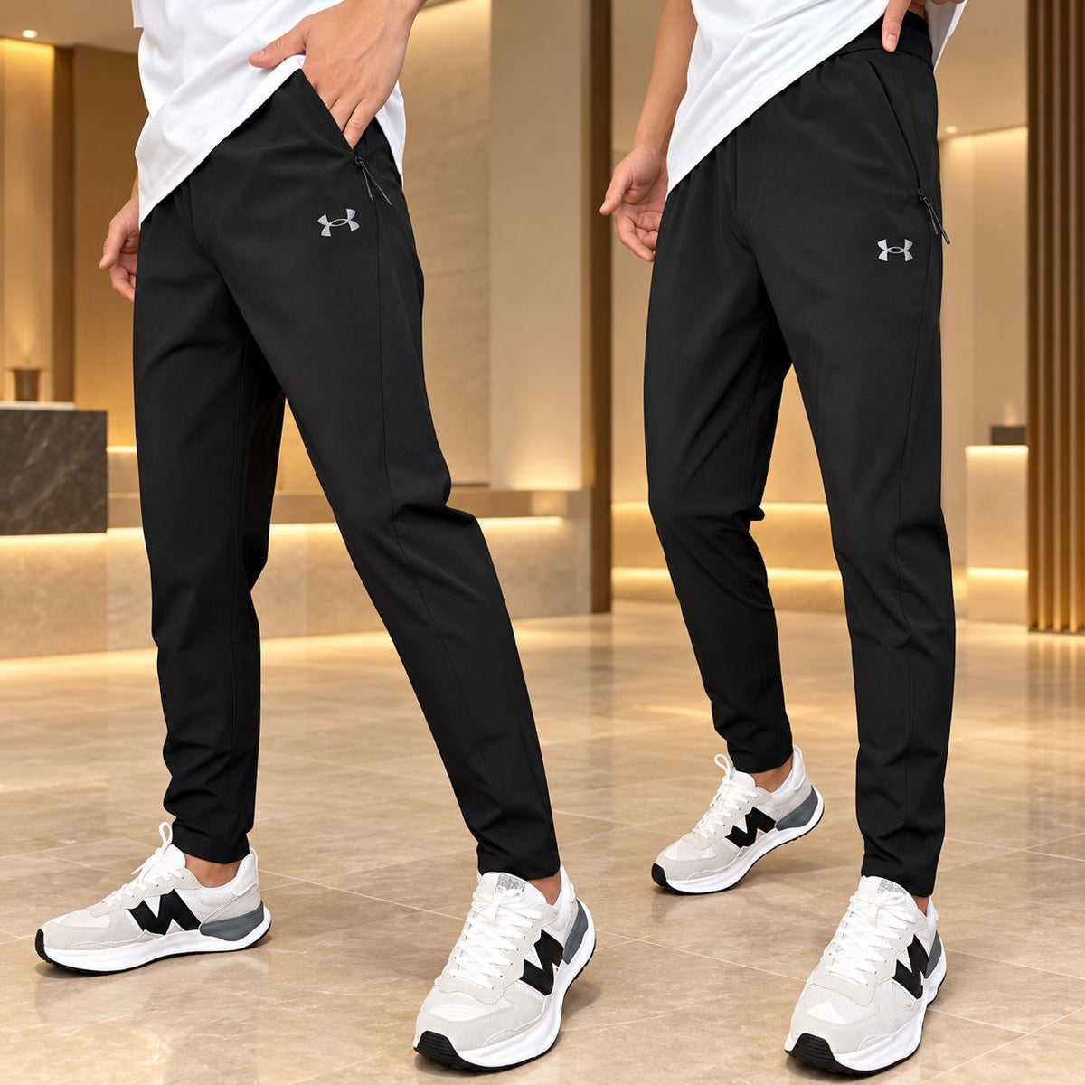 Black tapered trousers